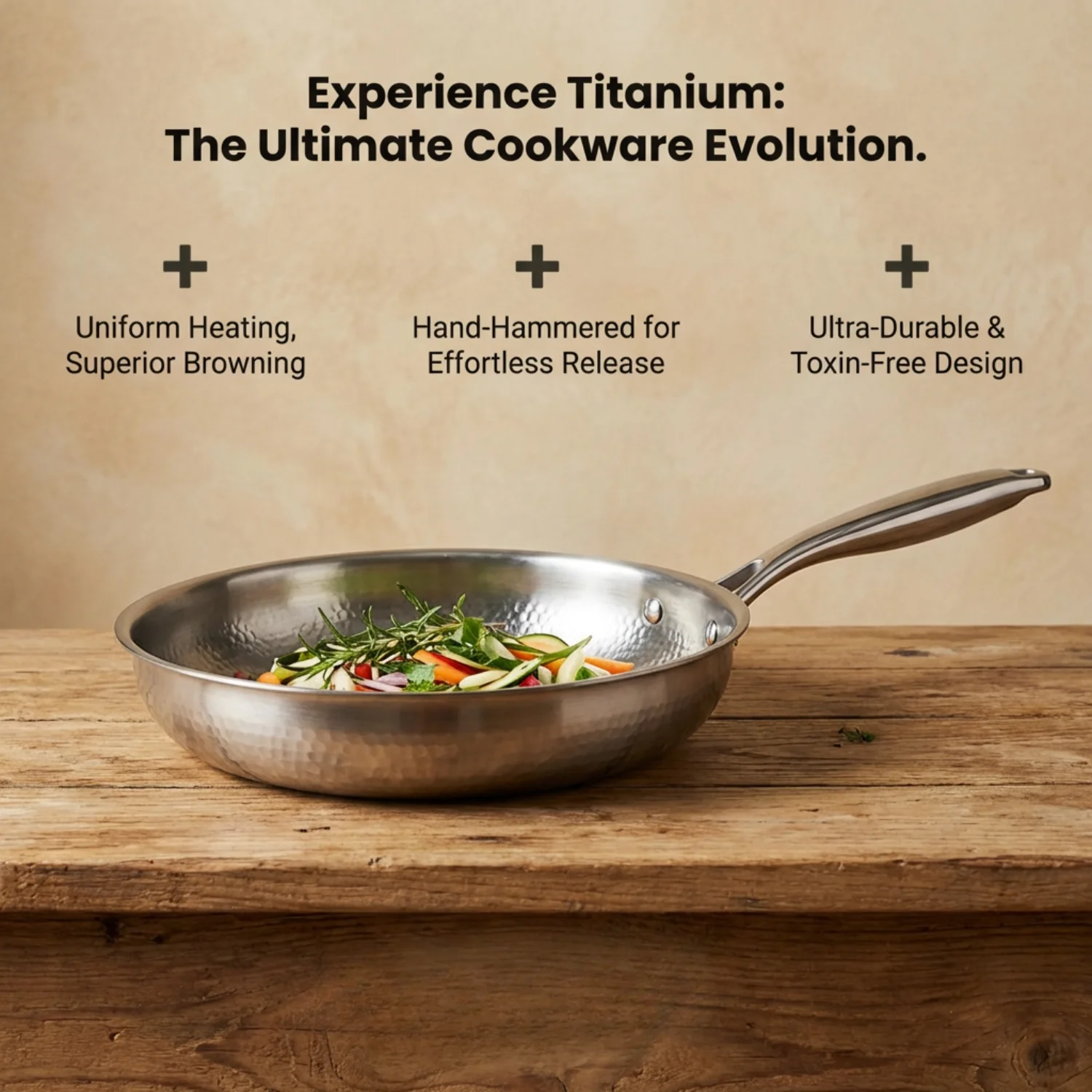 Pure Titanium Hammered Pan Set + FREE LID - Image 6