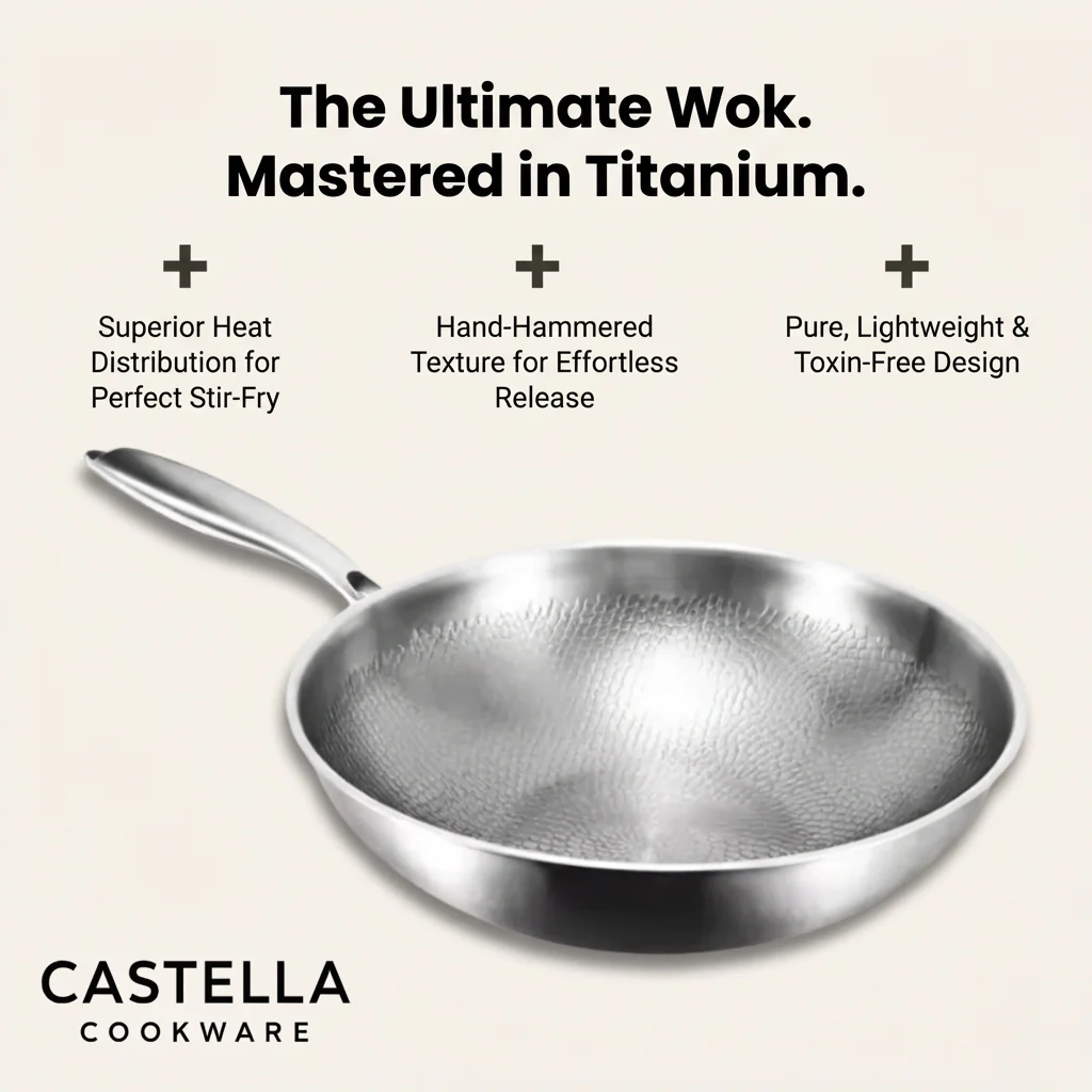 Titanium Wok Pan Flat Bottomed + FREE LID - Image 3